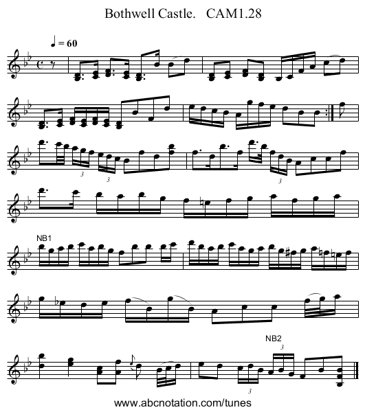 Bothwell Castle.   CAM1.28 - staff notation