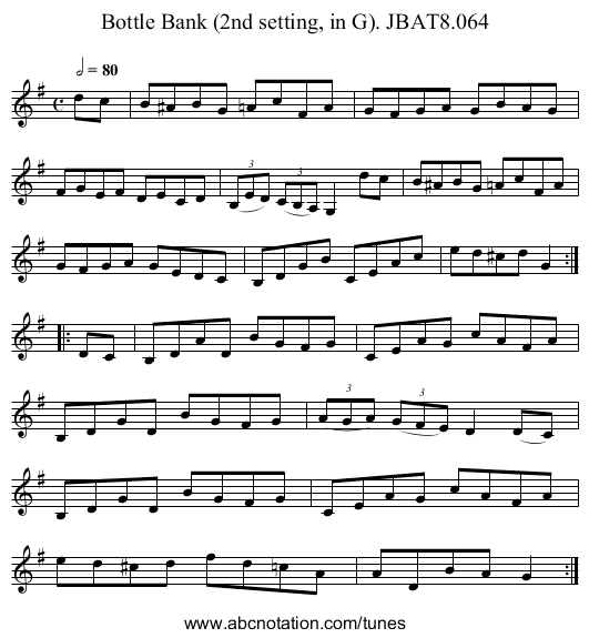 Bottle Bank (2nd setting, in G). JBAT8.064 - staff notation