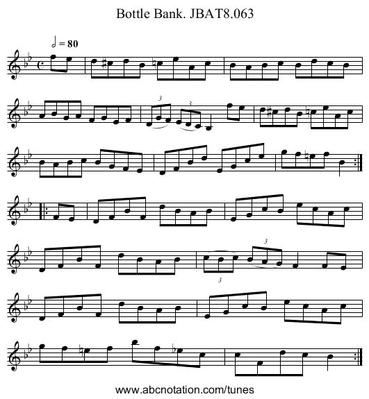 Bottle Bank. JBAT8.063 - staff notation