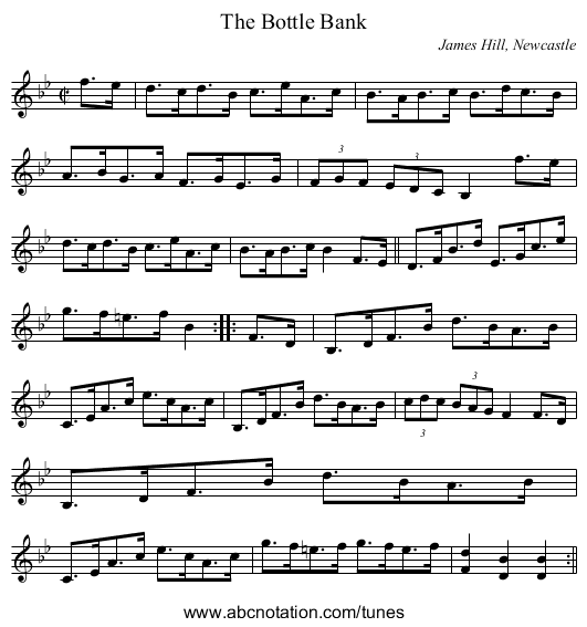 Bottle Bank, The - staff notation