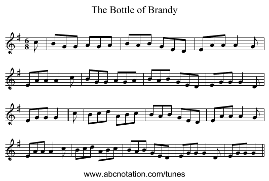 Bottle of Brandy, The - staff notation