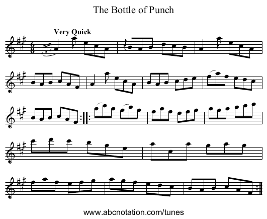Bottle of Punch, The - staff notation