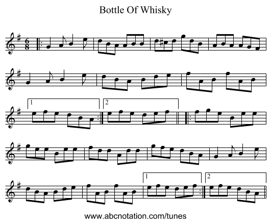 Bottle Of Whisky - staff notation