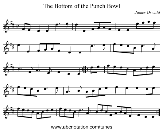 Bottom of the Punch Bowl, The - staff notation