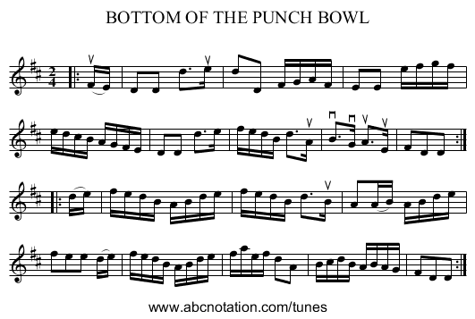 BOTTOM OF THE PUNCH BOWL - staff notation