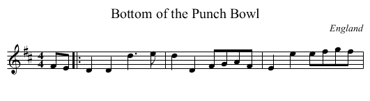 Bottom of the Punch Bowl - staff notation