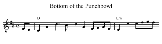 Bottom of the Punchbowl - staff notation