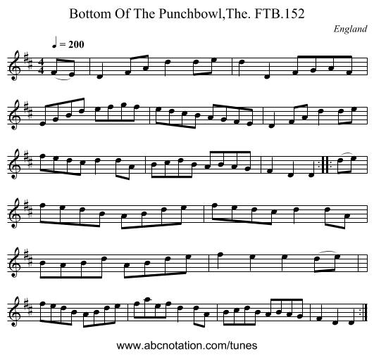 Bottom Of The Punchbowl,The. FTB.152 - staff notation