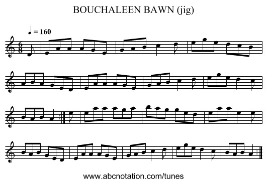 BOUCHALEEN BAWN (jig) - staff notation