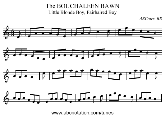 BOUCHALEEN BAWN, The - staff notation