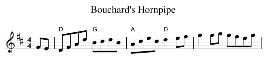 Bouchard's Hornpipe - staff notation