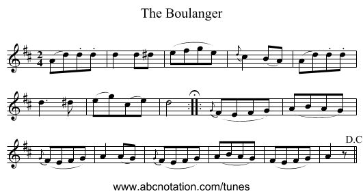 Boulanger, The - staff notation