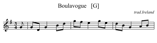 Boulavogue   [G] - staff notation