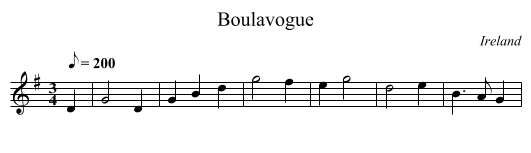 Boulavogue - staff notation