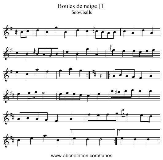 Boules de neige [1] - staff notation