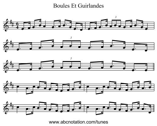 Boules Et Guirlandes - staff notation
