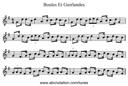 Boules Et Guirlandes - staff notation