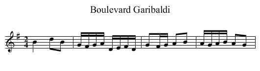 Boulevard Garibaldi - staff notation