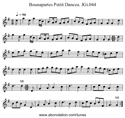 Bounapartes Pettit Dancea. JGi.044 - staff notation