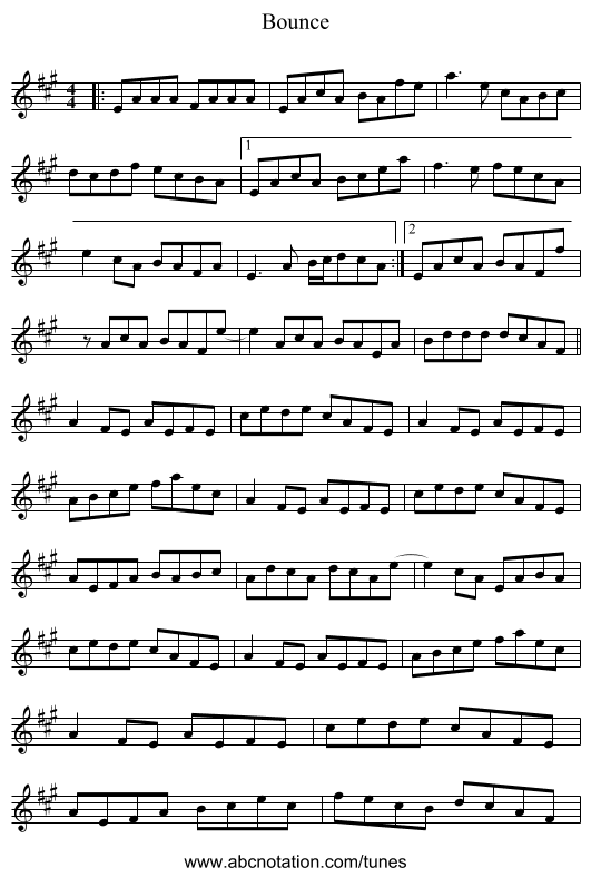 Bounce - staff notation