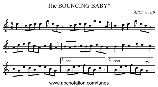 BOUNCING BABY*, The - staff notation