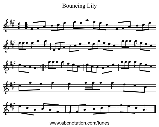 Bouncing Lily - staff notation