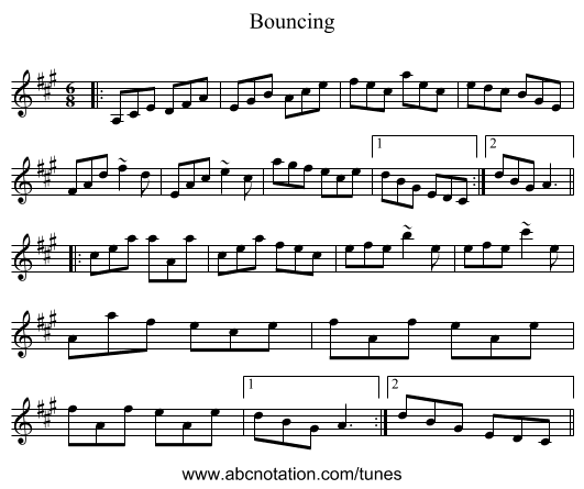 Bouncing - staff notation