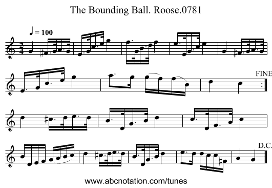Bounding Ball. Roose.0781, The - staff notation
