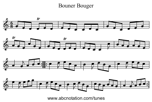 Bouner Bouger - staff notation
