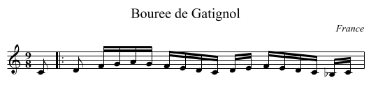 Bouree de Gatignol - staff notation
