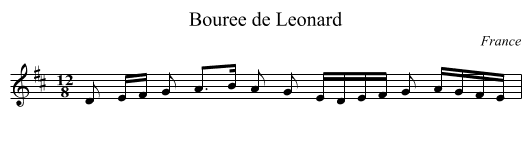 Bouree de Leonard - staff notation