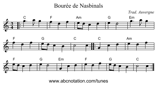 Bour&eacute;e de Nasbinals - staff notation