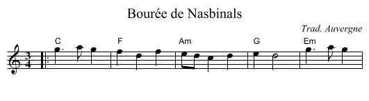 Bour&eacute;e de Nasbinals - staff notation