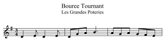 Bouree Tournant - staff notation