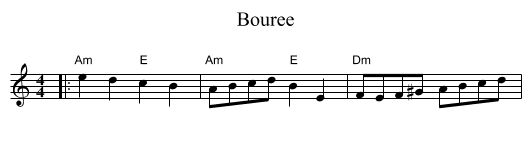 Bouree - staff notation
