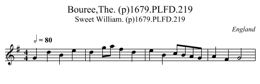 Bouree,The. (p)1679.PLFD.219 - staff notation