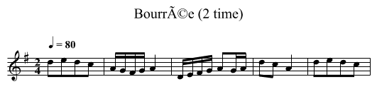 BourrÃ©e (2 time) - staff notation