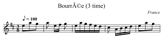 BourrÃ©e (3 time) - staff notation
