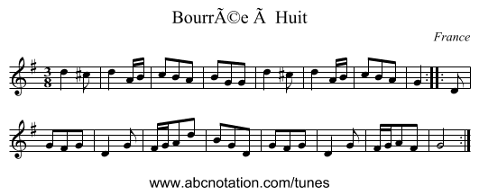 BourrÃ©e Ã  Huit - staff notation
