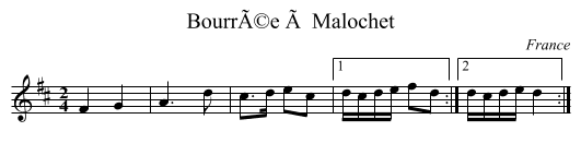 BourrÃ©e Ã  Malochet - staff notation
