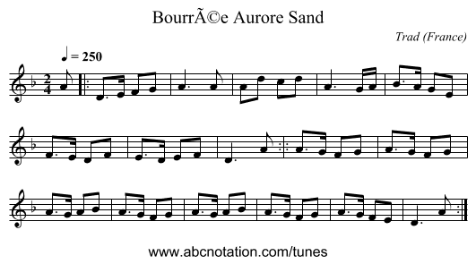 BourrÃ©e Aurore Sand - staff notation
