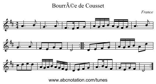 BourrÃ©e de Cousset - staff notation