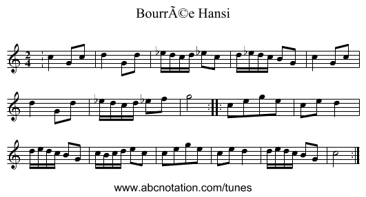 BourrÃ©e Hansi - staff notation