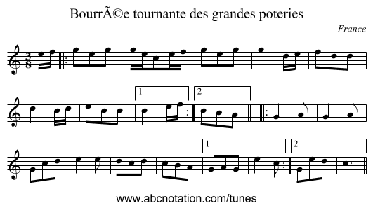 BourrÃ©e tournante des grandes poteries - staff notation