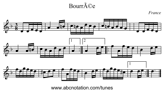 BourrÃ©e - staff notation