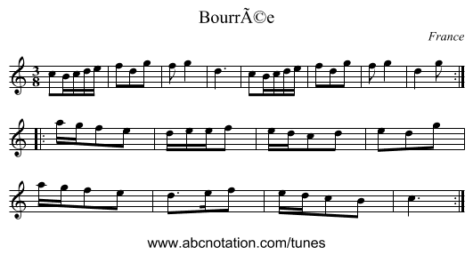 Bourrée - staff notation