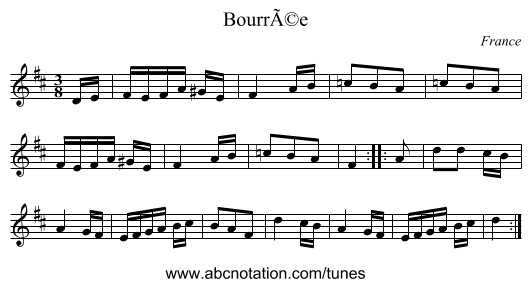 BourrÃ©e - staff notation