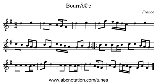 BourrÃ©e - staff notation