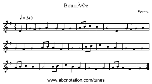 BourrÃ©e - staff notation