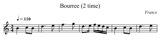 Bourree (2 time) - staff notation